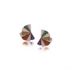 Mixed zircon stone color transition fan earrings