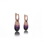 Amethyst and pink zircon stone transit earrings