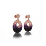 Amethyst and pink zircon stone transit earrings