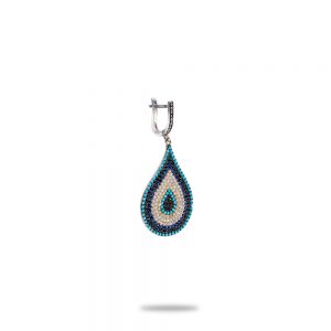 Turkish traditional evil eye earrings with mixed color transition zircon stone