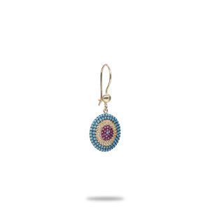 Turkish traditional evil eye earrings with mixed color transition zircon stone